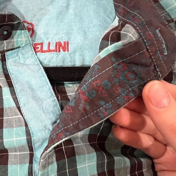 GIORGIO BELLINI WARWICK BUTTON-UP TURQUOISE PLAID Men’s Shirt - Picture 6 of 8
